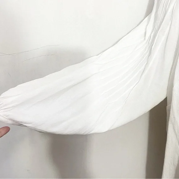 Ava & Viv Boho Gauzy Beautiful Tucked Balloon Sleeve White Tunic Top 2X - Picture 3 of 7